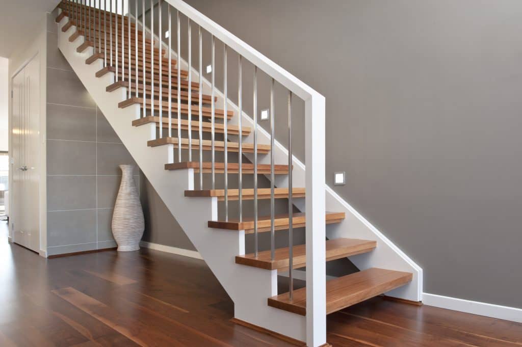 Galileo Architectural Open Rise Staircase Stainless Steel Balustrades with Timber Handrails